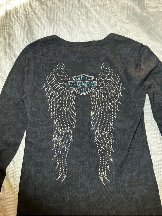 Harley-Davidson Tops - Harley Davidson Long Sleeve Bedazzled T-shirt in Black